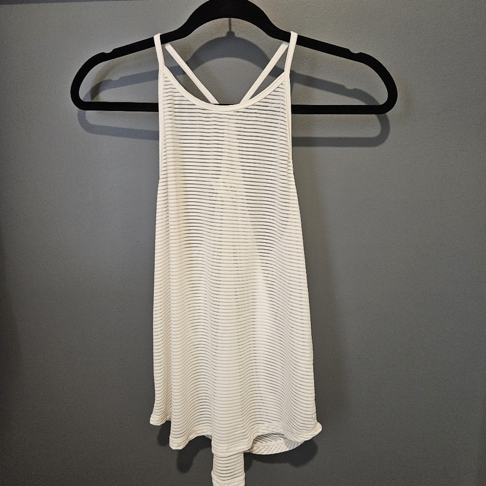 GapFit Burnout  Stripe Tank in White Medium